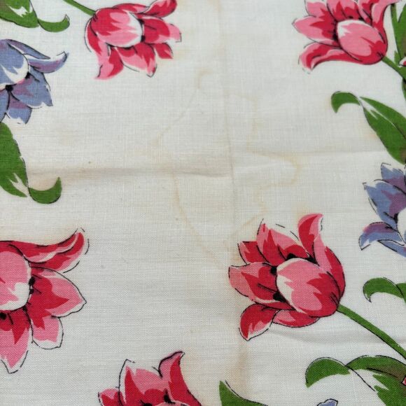 Floral Linen Bridesmaid Wedding Handkerchief Cottage Core Granny Tulip Vintage - Picture 2 of 4